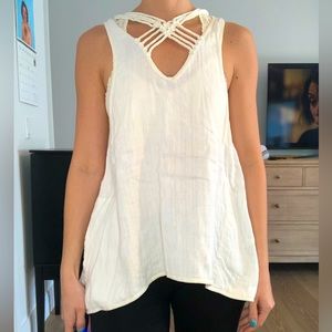 Cream Free People Strappy Hi Low Tank